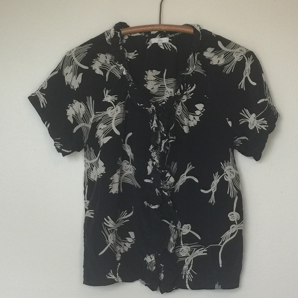 Joie Tops - JOIE Black & Tan 'Edita' Abstract Silk Blouse XS